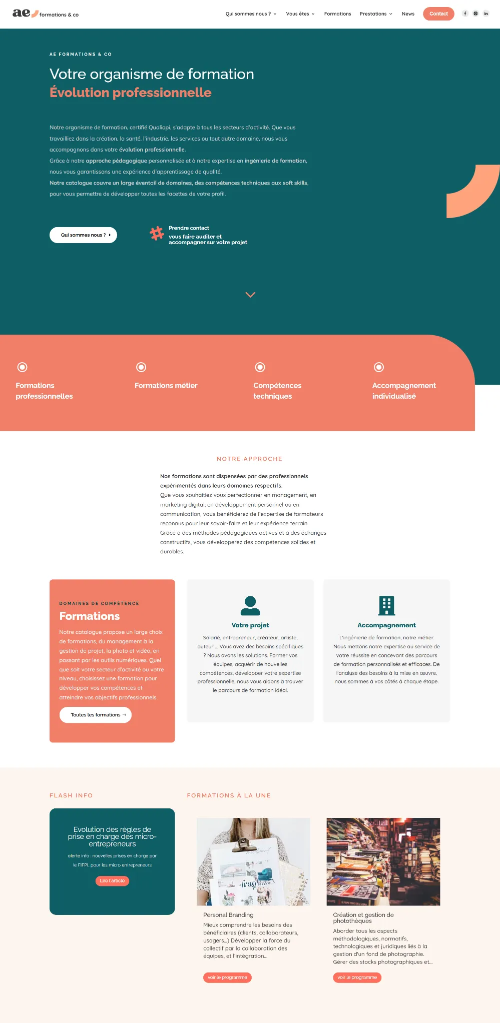 Site AE Formations réalisé par MIDI MOINS DIX