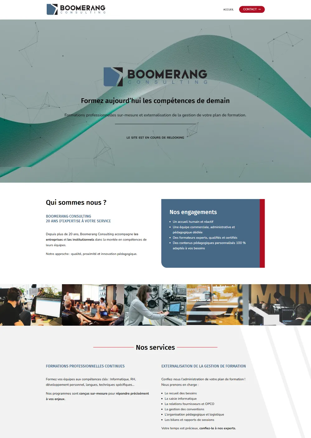 Site Boomerang Consulting réalisé par MIDI MOINS DIX