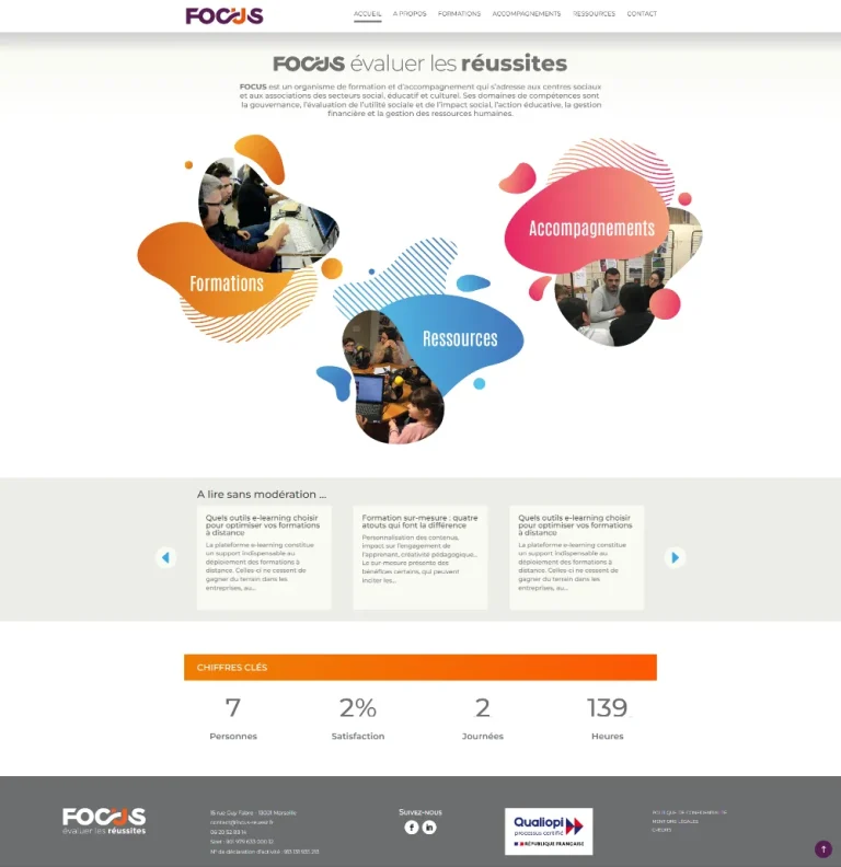 Site Focus Réussir réalisé par MIDI MOINS DIX