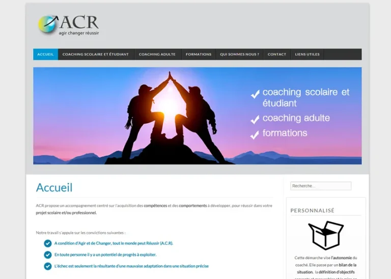 Site ACR Coaching réalisé par MIDI MOINS DIX
