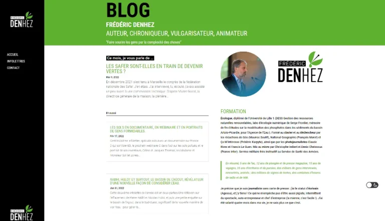 Site Frédéric Denhez réalisé par MIDI MOINS DIX