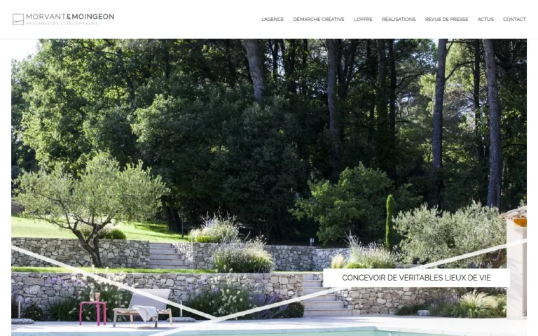 Page d’accueil du site de Morvant & Moingeon, paysagistes concepteurs