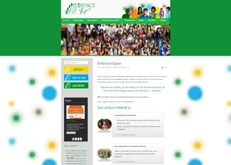Site Enfance Espoir réalisé par MIDI MOINS DIX