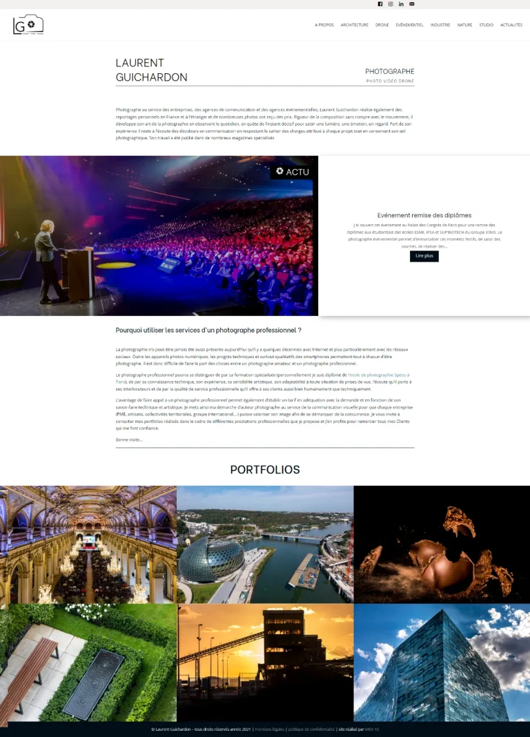 Site Laurent Guichardon réalisé par MIDI MOINS DIX