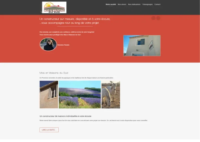 Site Mas & Maisons du Sud réalisé par MIDI MOINS DIX