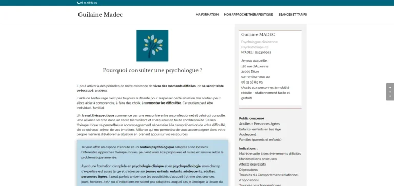 Site Psychologue Dijon réalisé par MIDI MOINS DIX